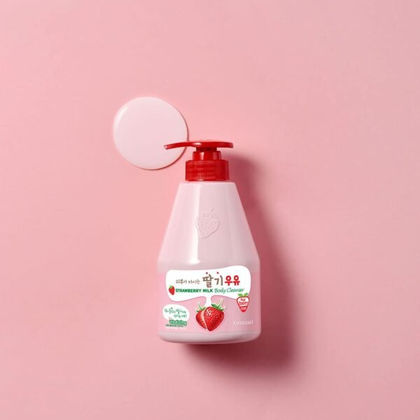 kwailnara korean body wash strawberry milk – korean body cleanser with strawberry extract for hydrated, smooth skin