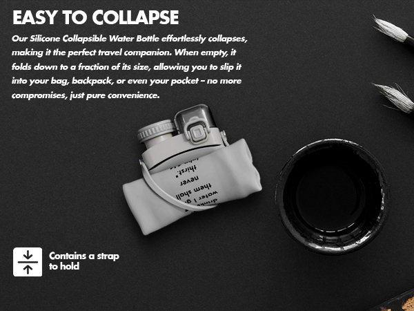 next alpha collapsible silicone water bottle with straw bpa free 20oz – gray