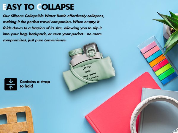 next alpha collapsible silicone water bottle with straw bpa free mint green