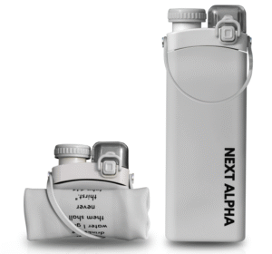 next alpha collapsible silicone water bottle with straw bpa free 20oz – gray