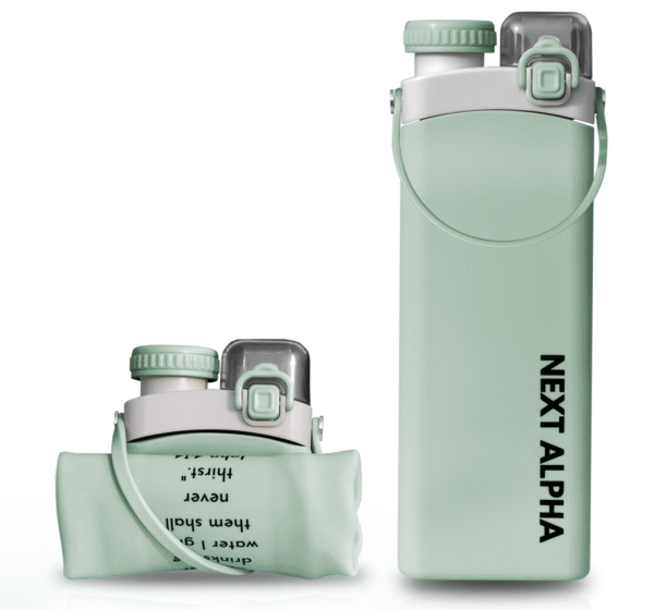 next alpha collapsible silicone water bottle with straw bpa free mint green