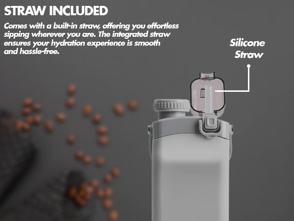 next alpha collapsible silicone water bottle with straw bpa free 20oz – gray