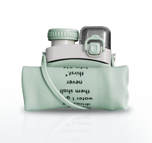 next alpha collapsible silicone water bottle with straw bpa free mint green