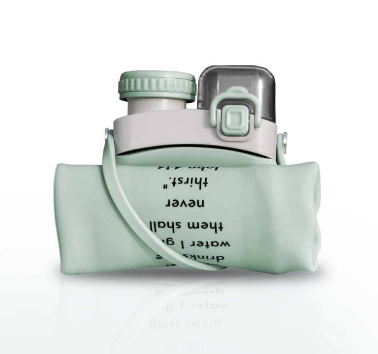 next alpha collapsible silicone water bottle with straw bpa free mint green