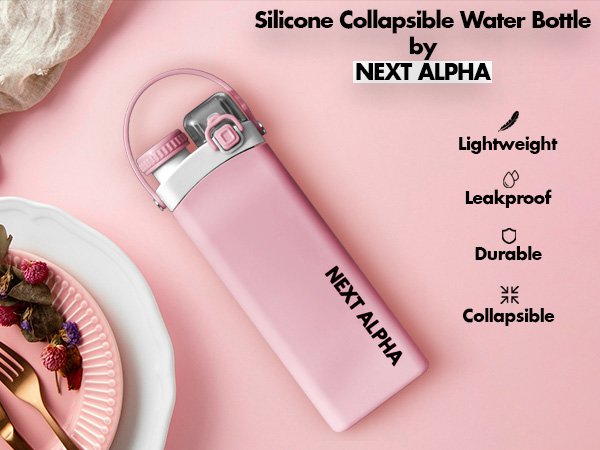 next alpha collapsible silicone water bottle with straw bpa free 20oz – pink next alpha collapsible silicone water bottle with straw bpa free 20oz – pink